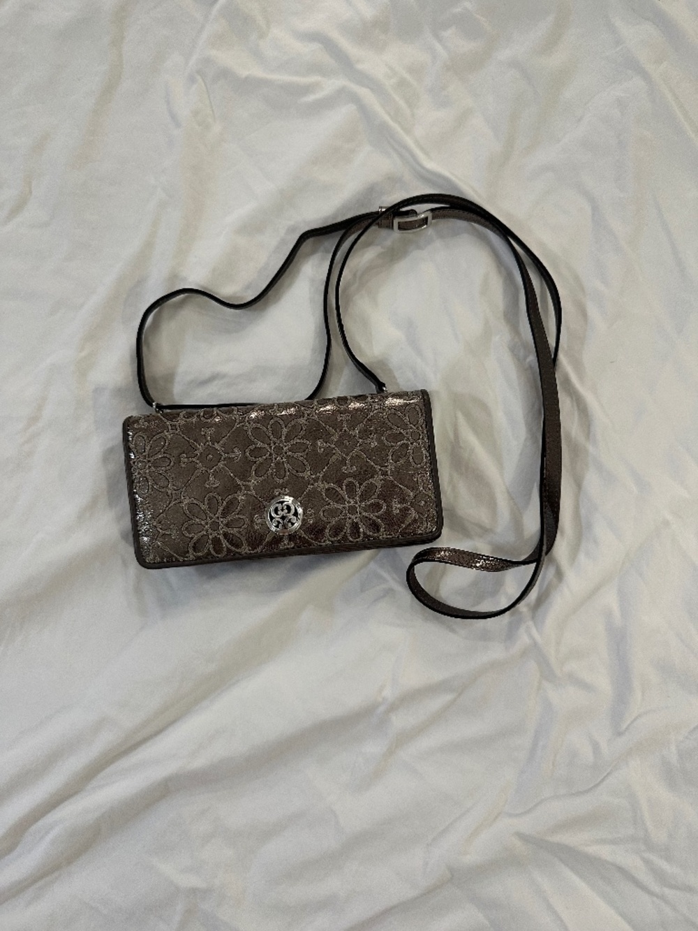 Brighton "Valencia" Bronze Metallic Crossbody Wallet EUC